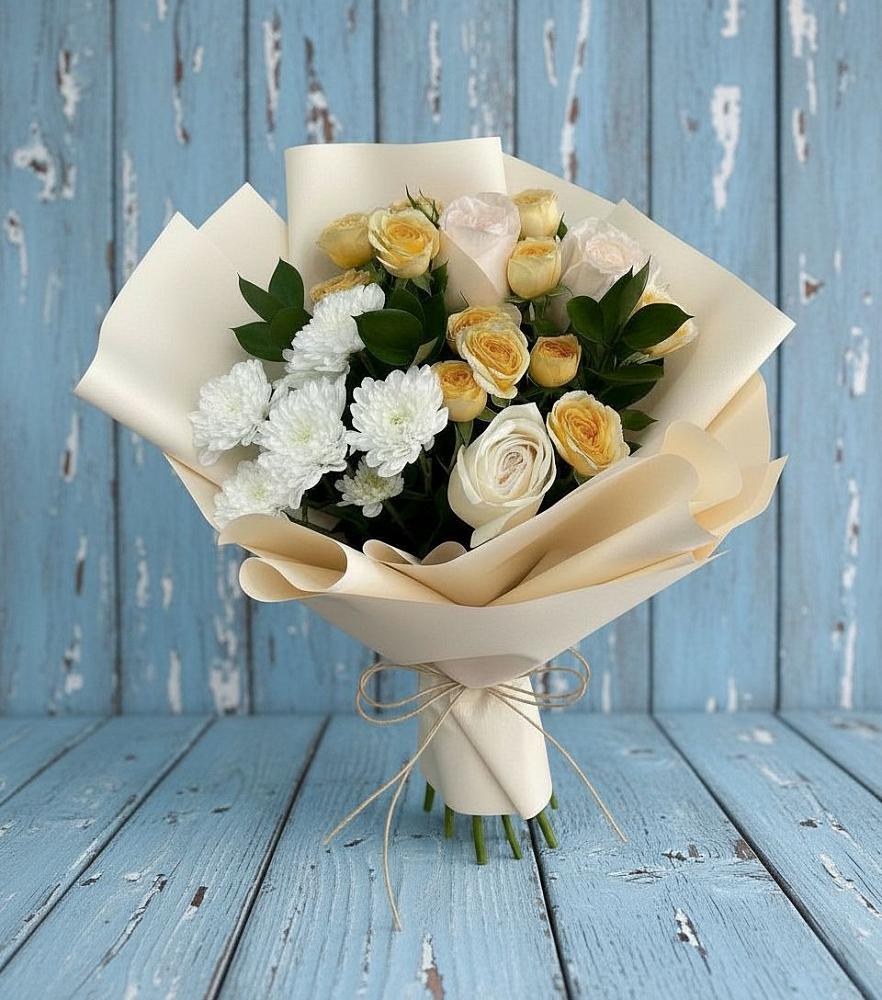 Букет цветов из: Розы и Хризантемы в Волово