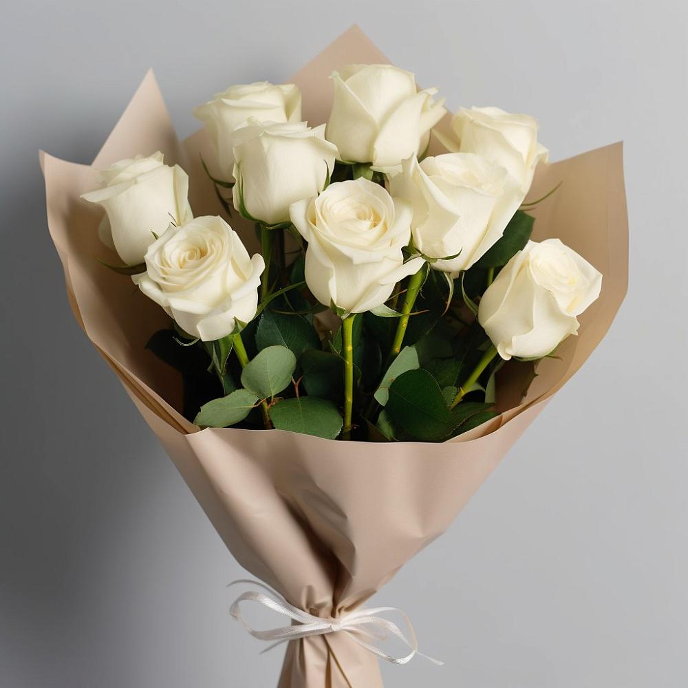 Букет 9 Белых роз Эдлесс Лав в Волово