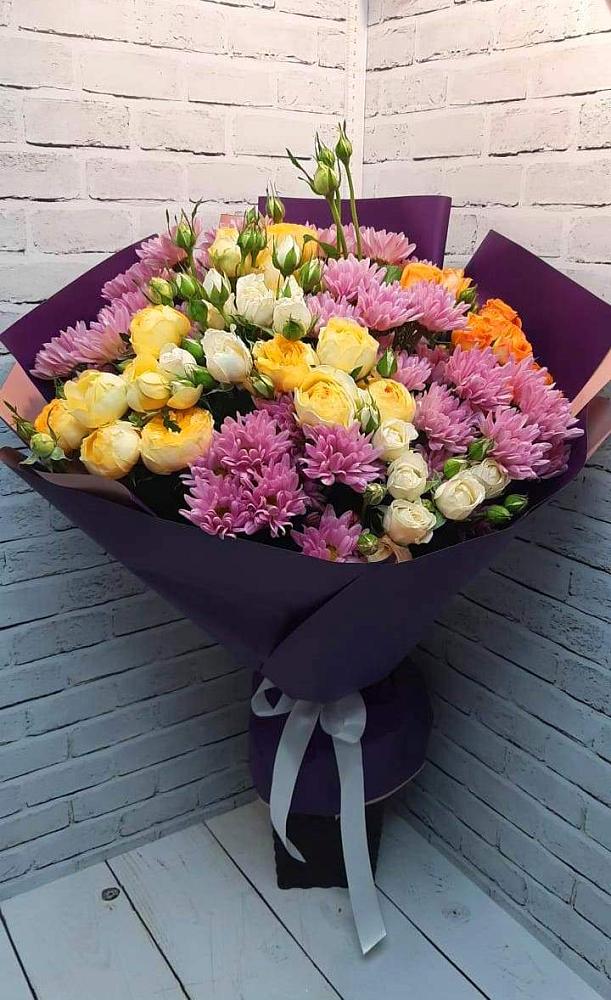 Букет цветов из: Хризантемы и Розы в Волово