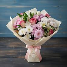 Букет цветов из:  Хризантемы, Альстромерии и Розы #REPLACE_PRED# Волово