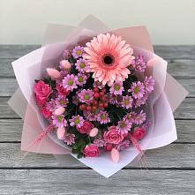 Букет цветов из:  Розы, Герберы и Хризантемы #REPLACE_PRED# Волово